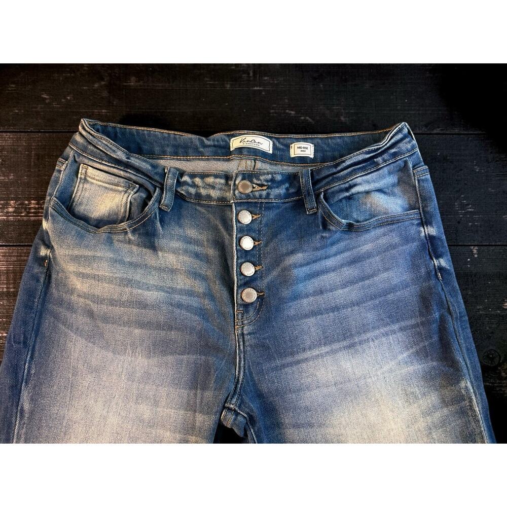 KanCan Signature Mid-Rise Ankle Jeans Sz 31 Blue Wash Stretch Button Fly - Picture 4 of 5